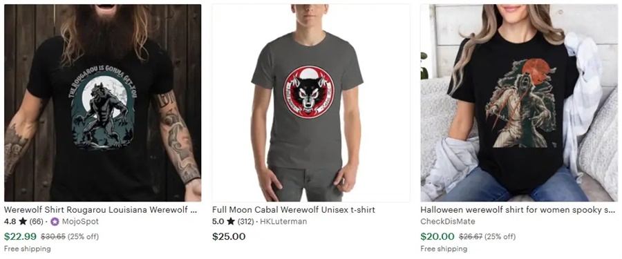 t恤定制萬(wàn)圣節(jié)元素滿(mǎn)月狼人