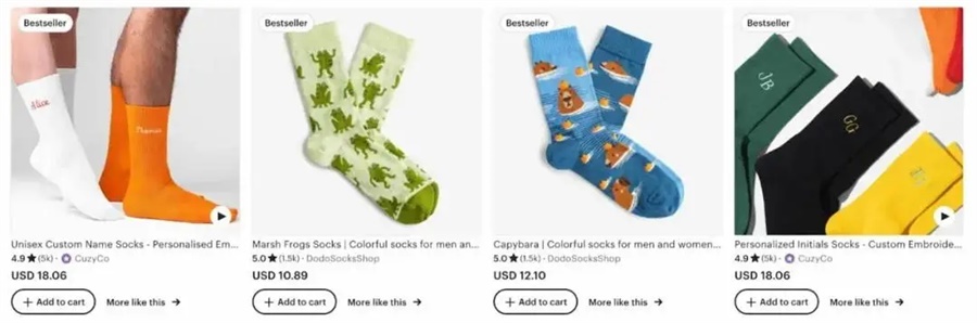 Etsy跨境平臺(tái)pod定制襪子