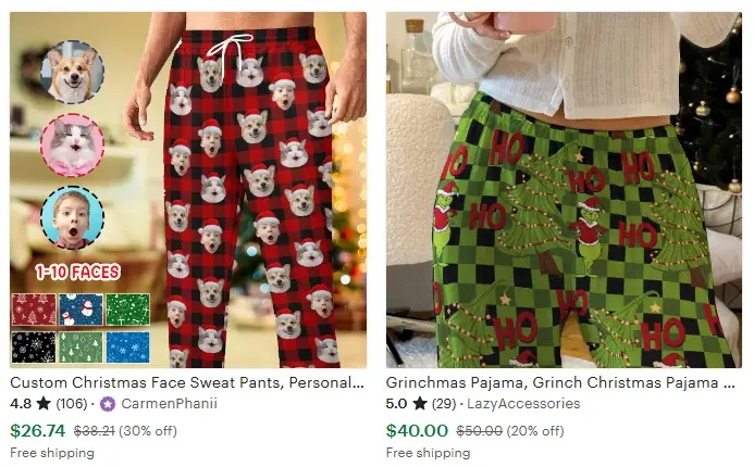 圣誕運動褲家居褲子設計主題之幽默的圣誕雙關語